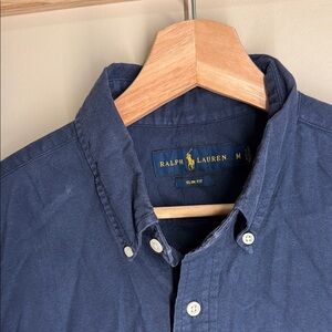 Ralph Lauren Men's Medium Blue Slim Fit Long Sleeve Button Down